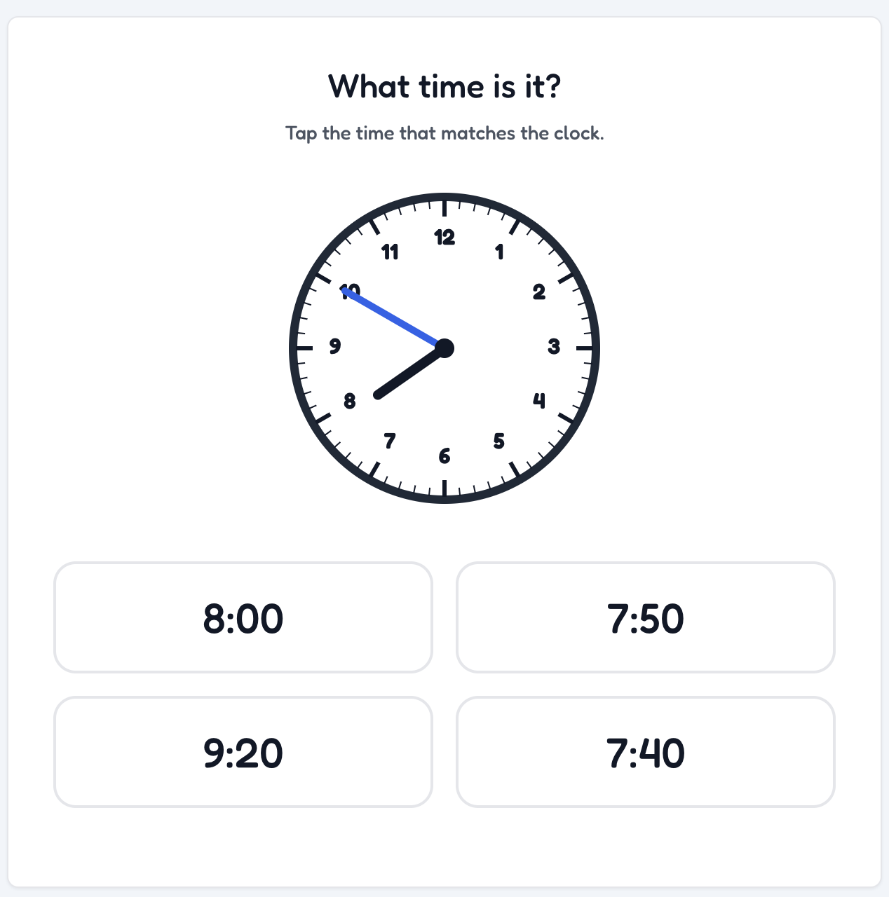 Tell Time game in play