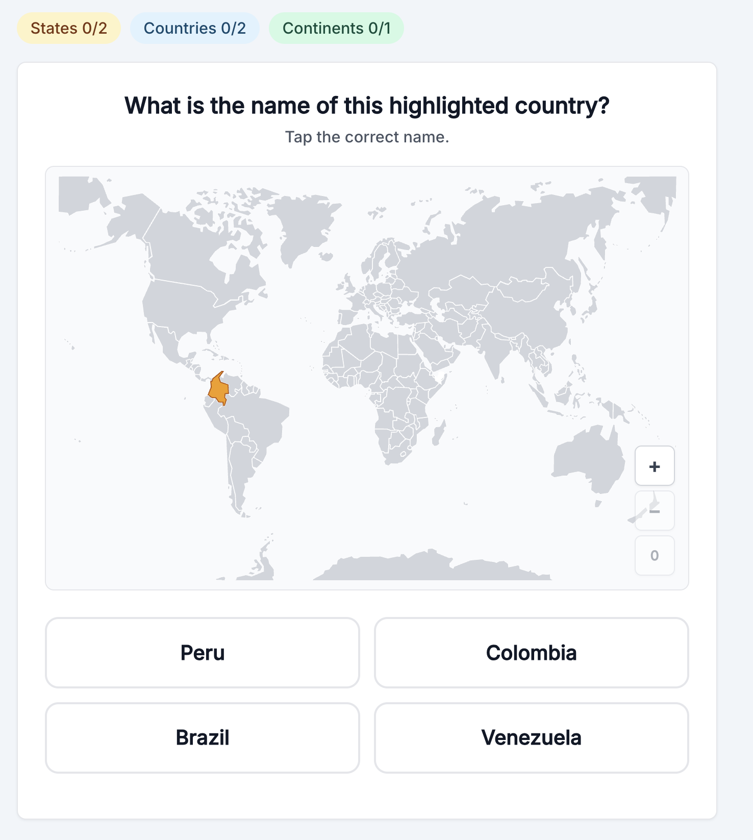 Geography game in play