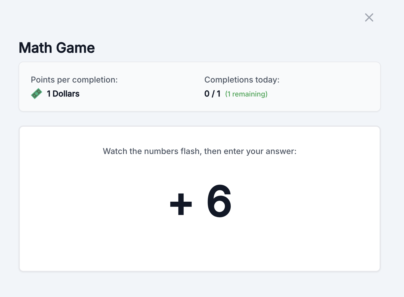 Math game in play