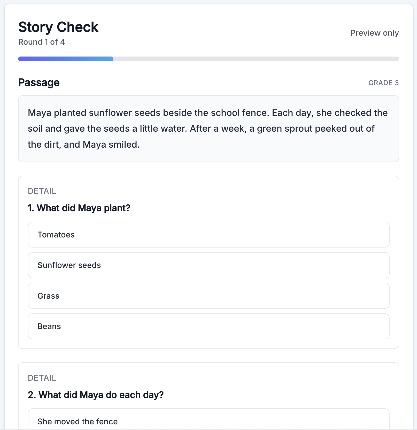 Story Check game in play