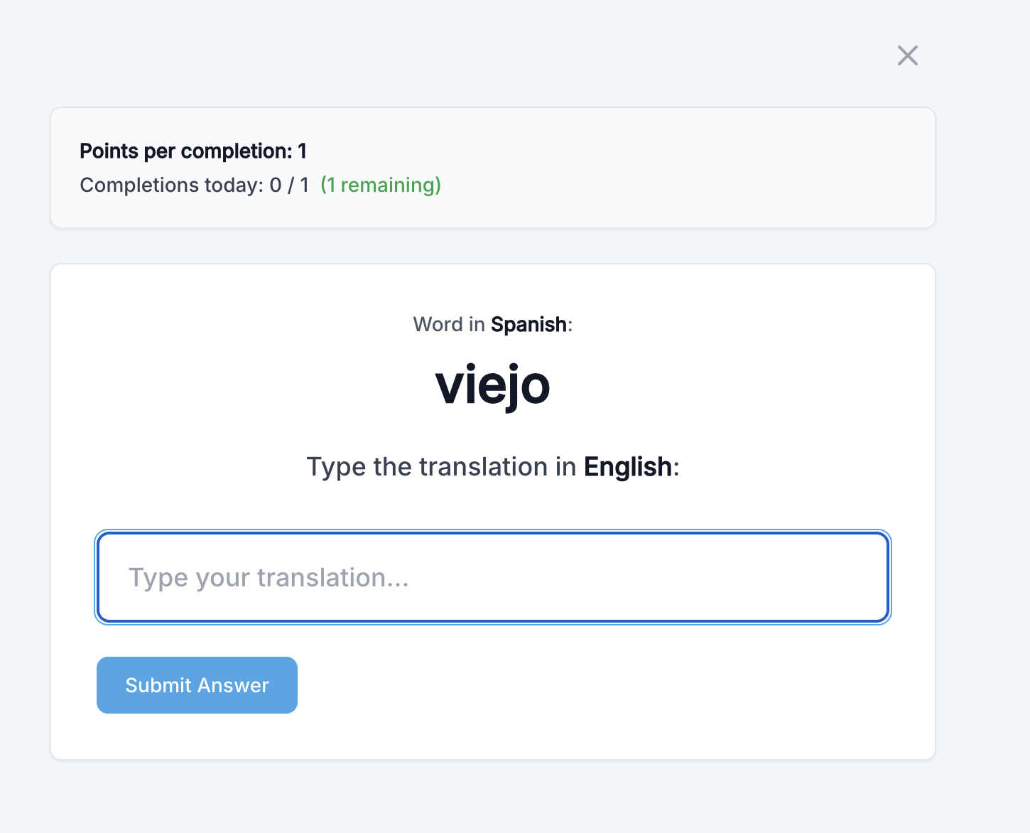 Translation game in play